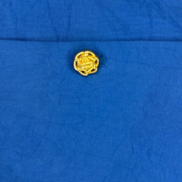 Ms. Conduct blue v-neck midi dress w gold button detail M - Picture 7 of 12